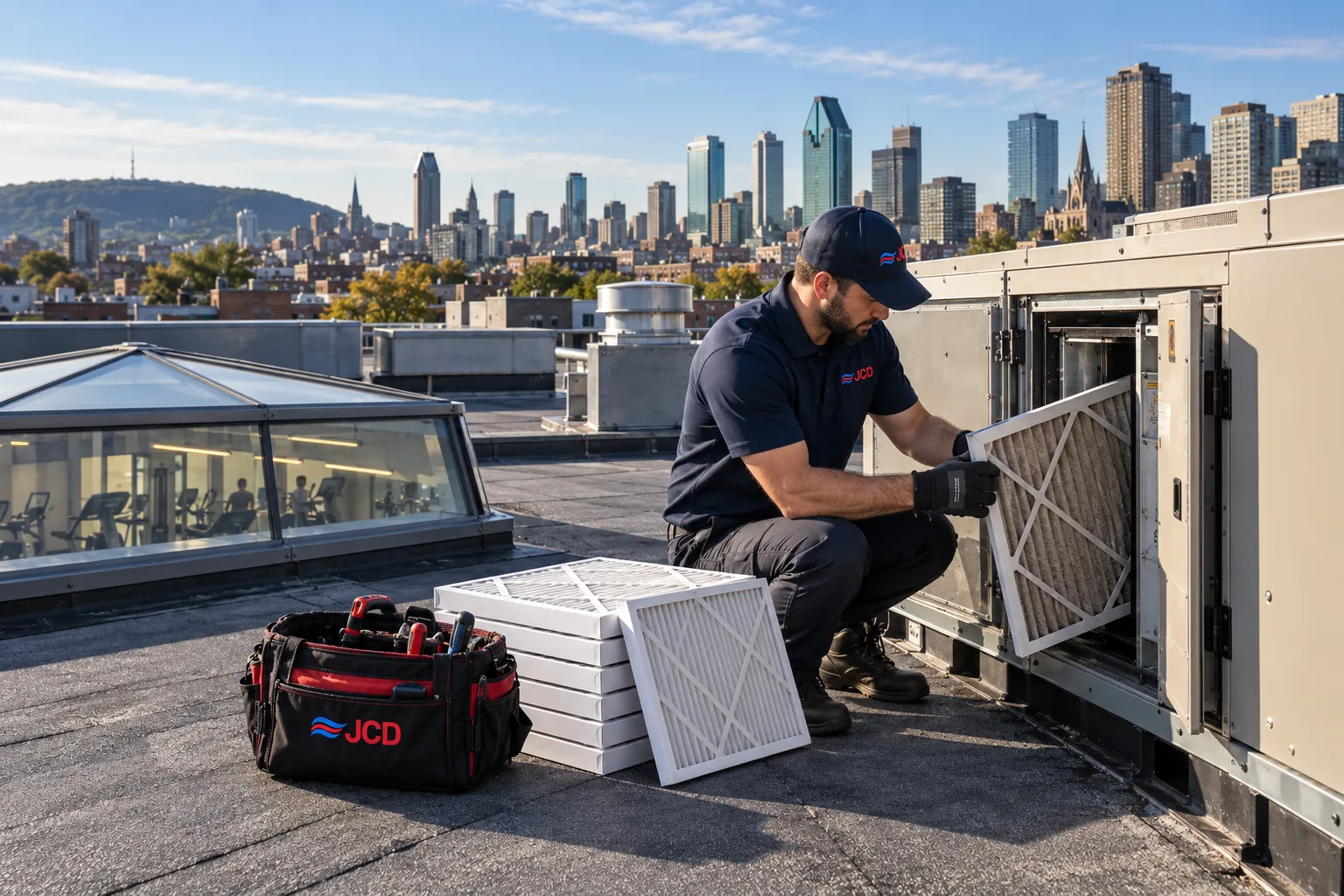 Rooftop unit filter change · Gym