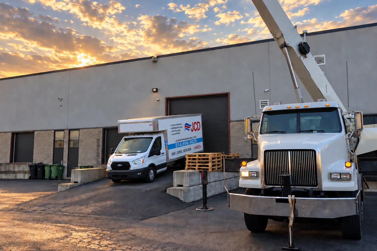 JCD box truck at a commercial loading dock