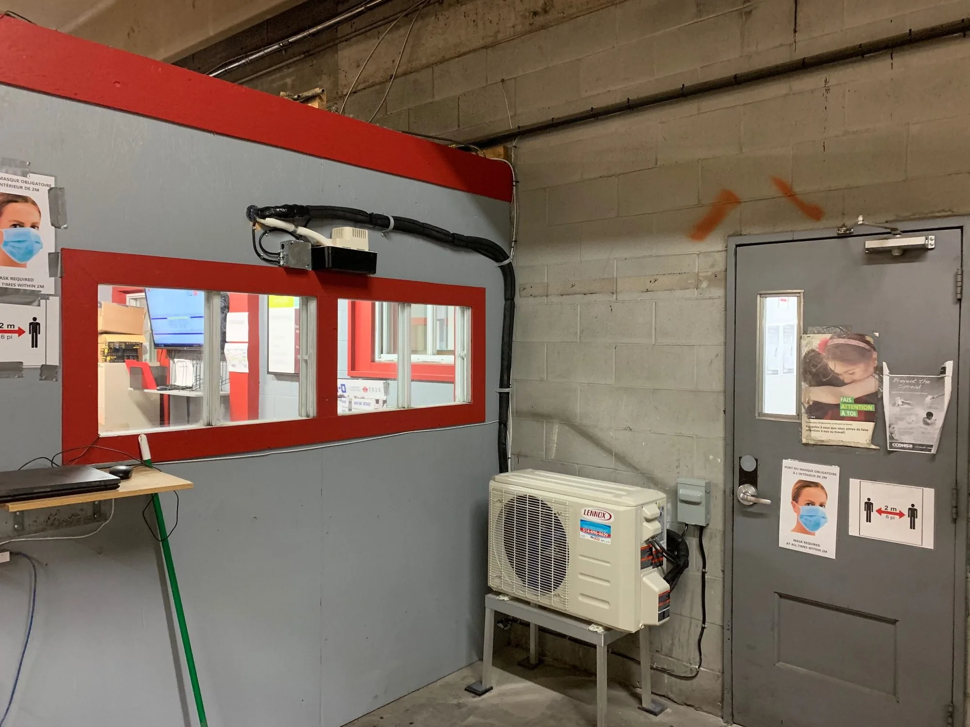 Ductless split-system condenser in a commercial building